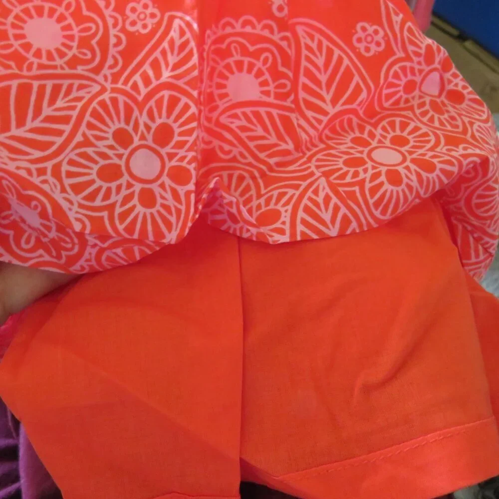 Baby Red - Orange Dress & Panties (Lined Dress) 6mts 2pc Sleeveless 100% cotton